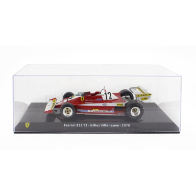 EDICOLA FERRARI F1  312 T3 N 12 SEASON 1978 GILLES VILLENEUVE - CON VETRINA - WITH SHOWCASE - RED WHITE 1/24