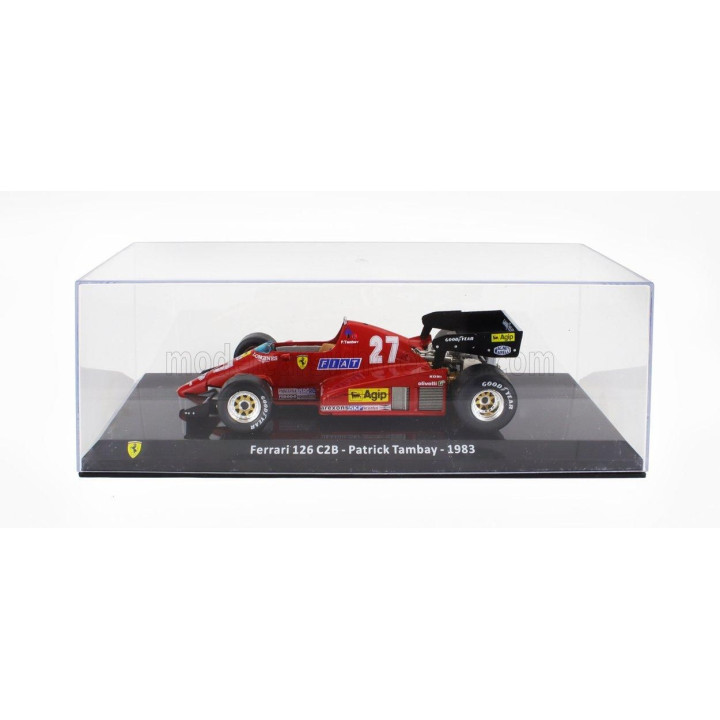 EDICOLA FERRARI F1 126 C2B N 27 SEASON 1983 PATRICK TAMBAY - CON VETRINA - WITH SHOWCASE - RED 1/24