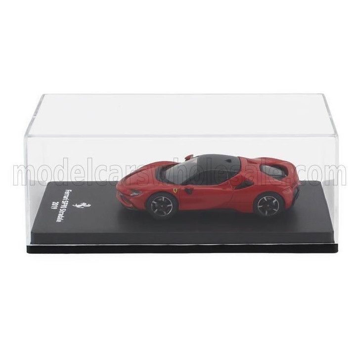 EDICOLA FERRARI SF90 STRADALE HYBRID 1000hp 2019 - CON VETRINA - WITH SHOWCASE - ROSSO CORSA - RED 1/64