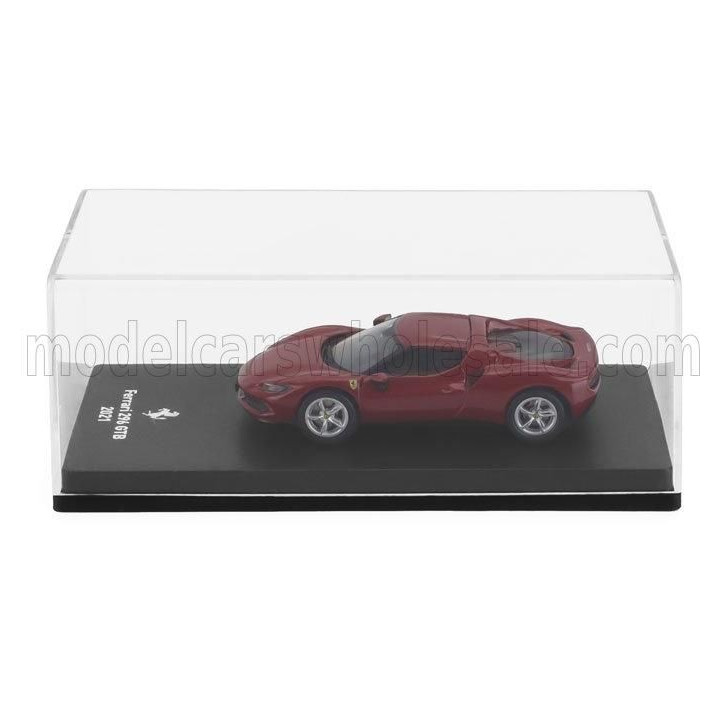 EDICOLA FERRARI 296 GTB HYBRID 830HP V6 2021 - CON VETRINA - WITH SHOWCASE - RED 1/64