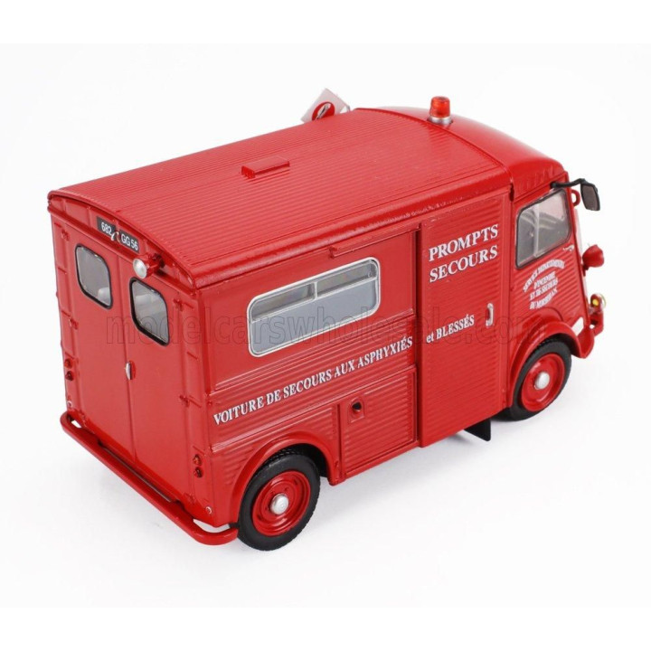 EDICOLA CITROEN TYPE H VAN VOITURE DE SECOURS AUX ASPHYXIES ET BLESSES FIRE ENGINE 1968 - RED 1/43