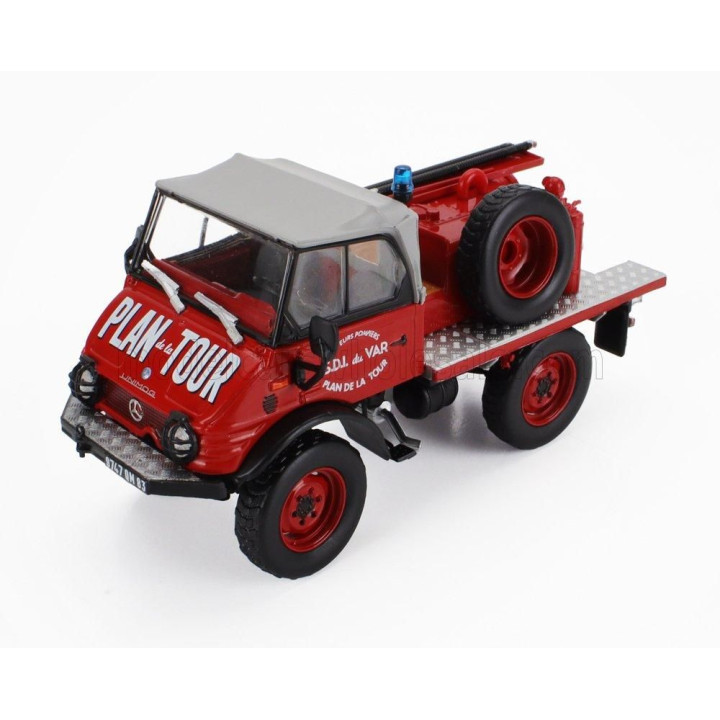 EDICOLA MERCEDES BENZ UNIMOG 421 TANKER TRUCK SDI DU VAR PLAN DE LA TOUR FIRE ENGINE 1961 - RED GREY 1/43