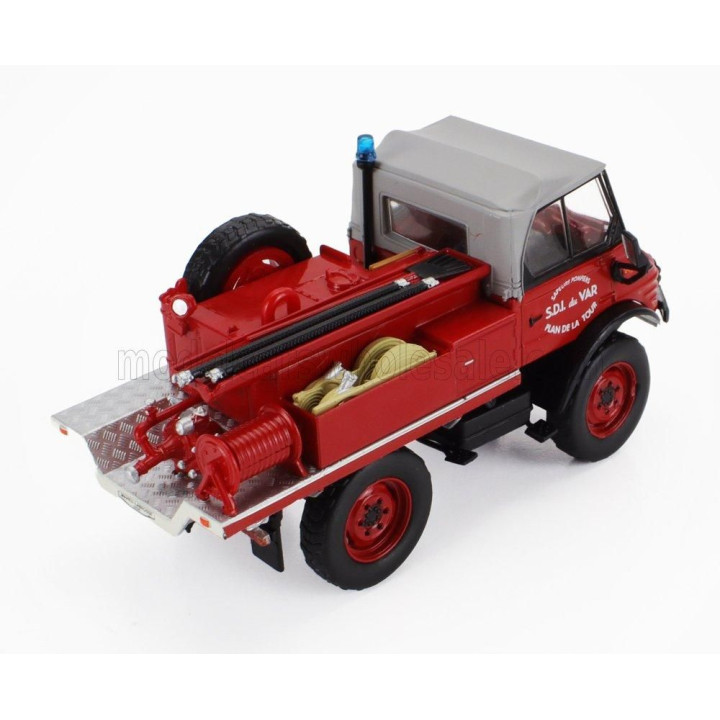 EDICOLA MERCEDES BENZ UNIMOG 421 TANKER TRUCK SDI DU VAR PLAN DE LA TOUR FIRE ENGINE 1961 - RED GREY 1/43