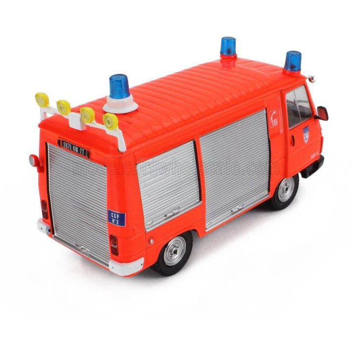 EDICOLA PEUGEOT J9 VAN VEHICULE DE SECOURS ROITER FIRE ENGINE 1982 - ORANGE FLUO SILVER 1/43