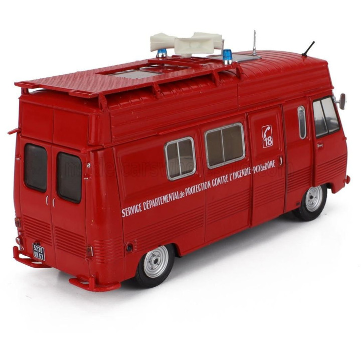 EDICOLA PEUGEOT J7 VAN FIRE ENGINE SERVICE DEPARTEMENTAL DE PROTECTION CONTRE L'INCENDIE PUY DE DOME 1969 - RED 1/43
