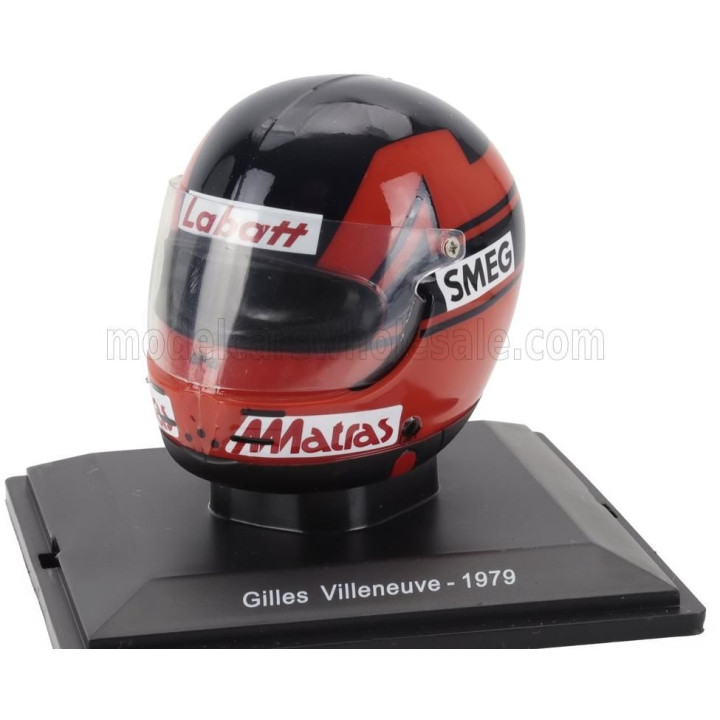 EDICOLA HELMET F1  CASCO HELMET GILLES VILLENEUVE 312T4 TEAM FERRARI SEASON 1979 - RED BLACK 1/5
