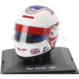 EDICOLA HELMET F1  CASCO HELMET NIGEL MANSELL 640 F1-89 TEAM FERRARI SEASON 1989 - WHITE BLUE RED 1/5