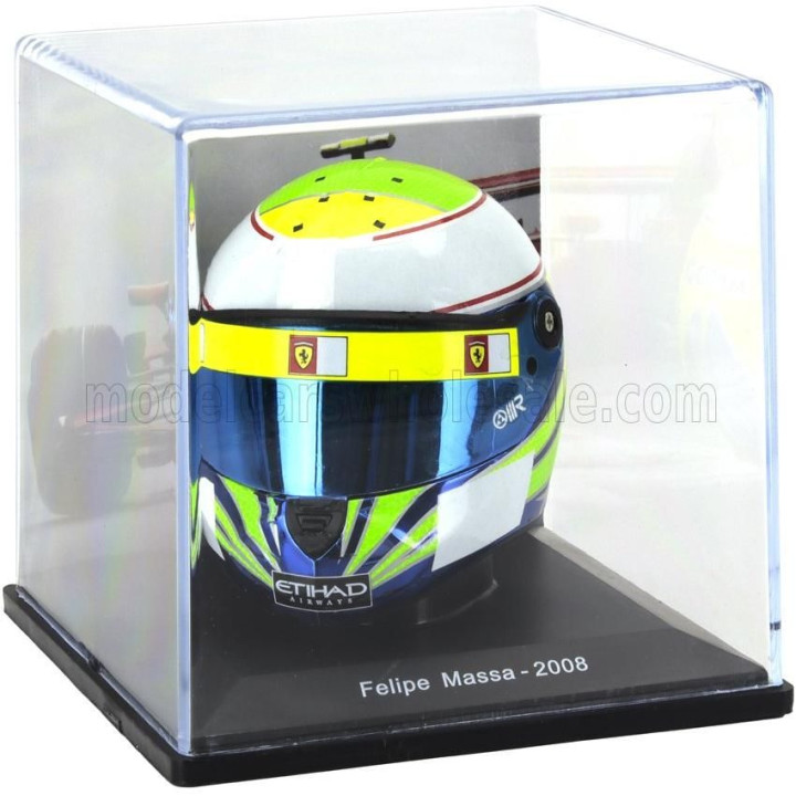 EDICOLA HELMET F1  CASCO HELMET FELIPE MASSA F2008 TEAM FERRARI SEASON 2008 - LIGHT GREEN BLUE WHITE 1/5