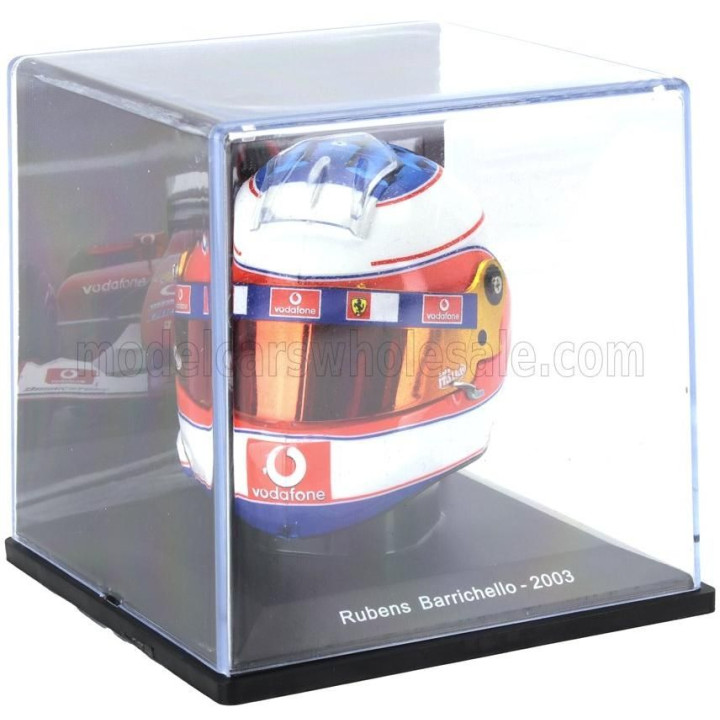 EDICOLA HELMET F1  CASCO HELMET RUBENS BARRICHELLO F2003-GA TEAM FERRARI SEASON 2003 - WHITE RED BLUE 1/5