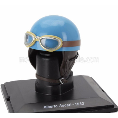EDICOLA HELMET F1  CASCO HELMET ALBERTO ASCARI 500 F2 TEAM FERRARI WORLD CHAMPION SEASON 1953 - LIGHT BLUE 1/5