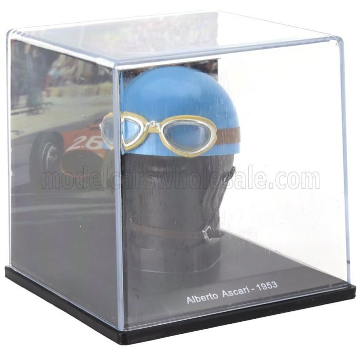 EDICOLA HELMET F1  CASCO HELMET ALBERTO ASCARI 500 F2 TEAM FERRARI WORLD CHAMPION SEASON 1953 - LIGHT BLUE 1/5