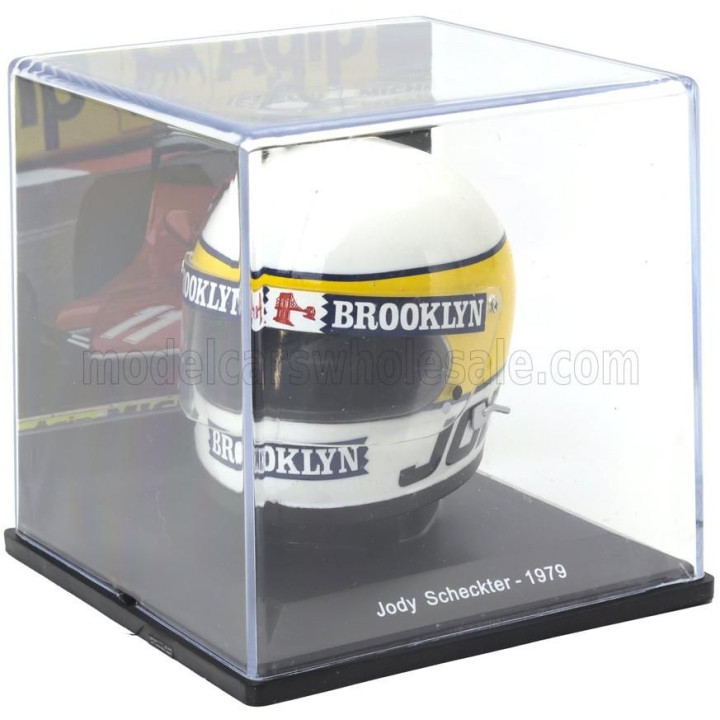 EDICOLA HELMET F1  CASCO HELMET JODY SCHECKTER 312T4 TEAM FERRARI WORLD CHAMPION SEASON 1979 - WHITE YELLOW 1/5