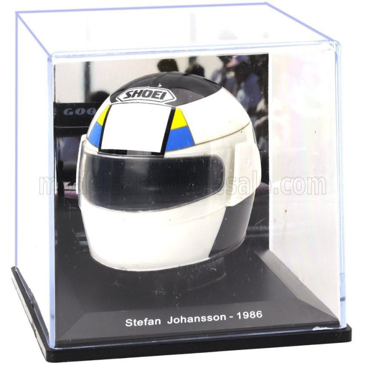 EDICOLA HELMET F1  CASCO HELMET STEFAN JOHANSSON F1/86 TEAM FERRARI SEASON 1986 - WHITE GREEN BLACK 1/5