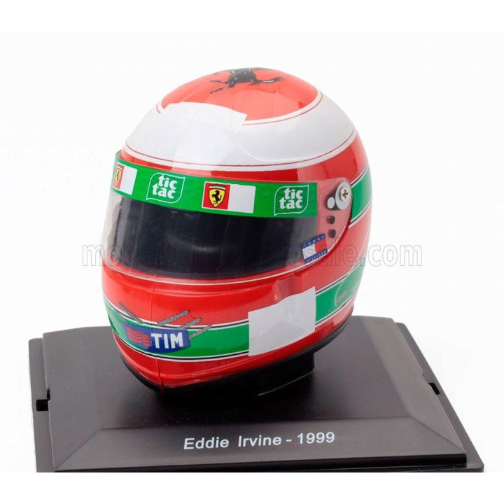 EDICOLA HELMET F1  CASCO HELMET EDDIE IRVINE F399 TEAM FERRARI SEASON 1999 - RED GREEN WHITE 1/5
