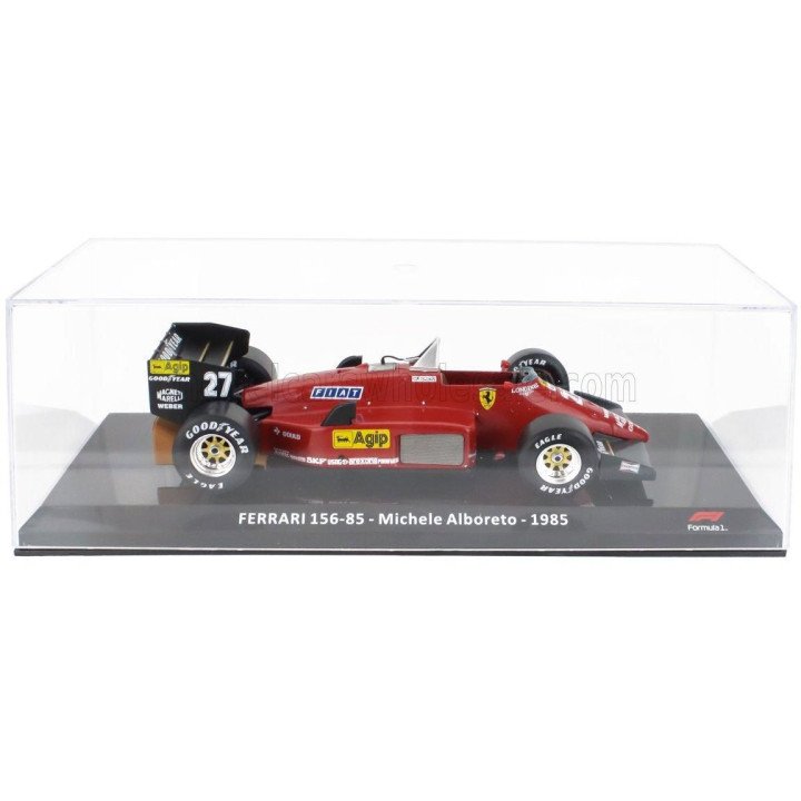 EDICOLA FERRARI F1  156-85 N 27 SEASON 1985 MICHELE ALBORETO - CON VETRINA - WITH SHOWCASE - RED BLACK 1/24