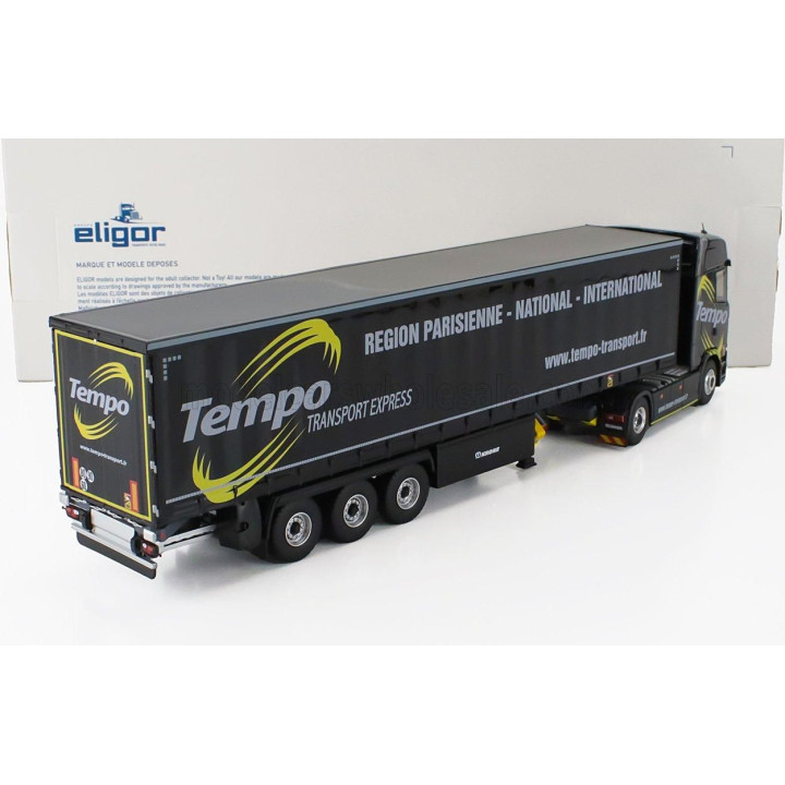 ELIGOR SCANIA S500 TRUCK TELONATO TEMPO TRANSPORTS 2018 - BLACK 1/43