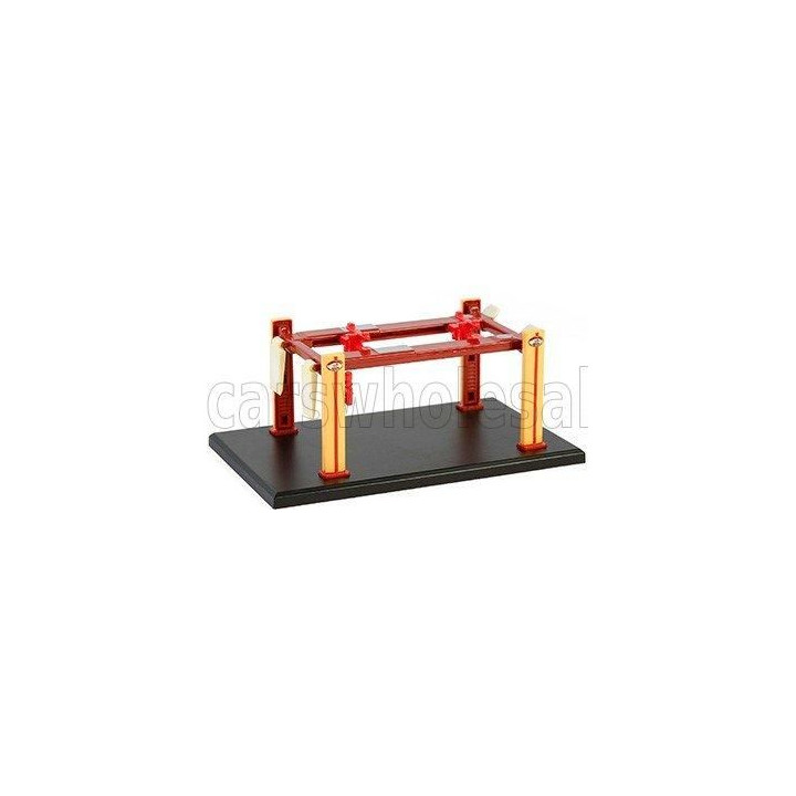 GREENLIGHT ACCESSORIES BUSTED KNUCKLE GARAGE SET OFFICINA - PONTE SOLLEVATORE AUTO - FOUR POST LIFT - YELLOW BROWN 1/64