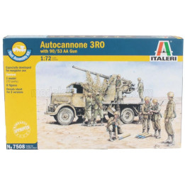 ITALERI TRUCK AUTOCANNONE 2-ASSI 3RO WITH 90/53 AA MILITARY GUN 1/72