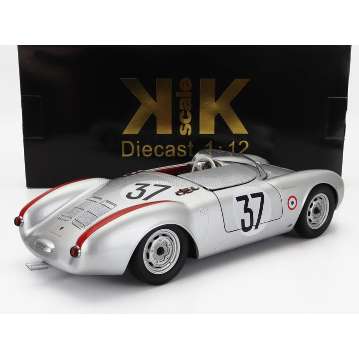 KK SCALE PORSCHE 550 RS SPIDER 1.5L TEAM PORSCHE KG N 37 24h LE MANS 1955 H.POLENSKY - R.VON FRANKENBERG - SILVER 1/12