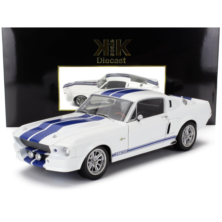 KK SCALE FORD USA MUSTANG SHELBY GT500 ELEANOR COUPE 1967 - WHITE BLUE 1/12