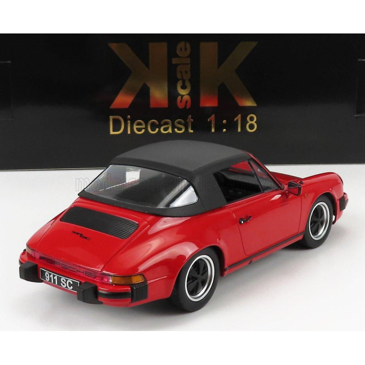 KK SCALE PORSCHE 911 SC CABRIOLET 1983 - WITH EXTRA SOFT-TOP - RED 1/18