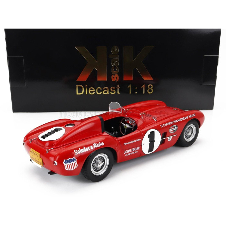 KK SCALE FERRARI 375 PLUS 5.0L V12 SPIDER N 1 V CARRERA PANAMERICANA 1954 JACK McAFEE - FORD ROBINSON - RED 1/18