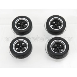KK SCALE ACCESSORIES 4X PORSCHE FUCHS WHEELS AND TYRES - BLACK 1/18