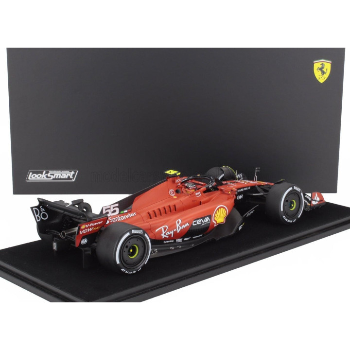 LOOKSMART FERRARI F1  SF-23 TEAM SCUDERIA FERRARI N 55 WINNER SINGAPORE GP 2023 CARLOS SAINZ - CON VETRINA - WITH SHOWCASE - RED