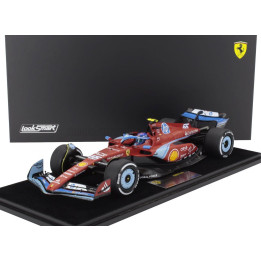 LOOKSMART FERRARI F1  SF-24 TEAM SCUDERIA FERRARI N 55 5th MIAMI GP 2024 CARLOS SAINZ - CON VETRINA - WITH SHOWCASE - RED BLACK 