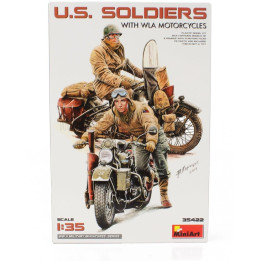 MINIART FIGURES USA SOLDIERS WITH WLA MOTORCYCLES 1945 1/35