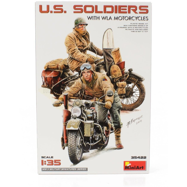 MINIART FIGURES USA SOLDIERS WITH WLA MOTORCYCLES 1945 1/35