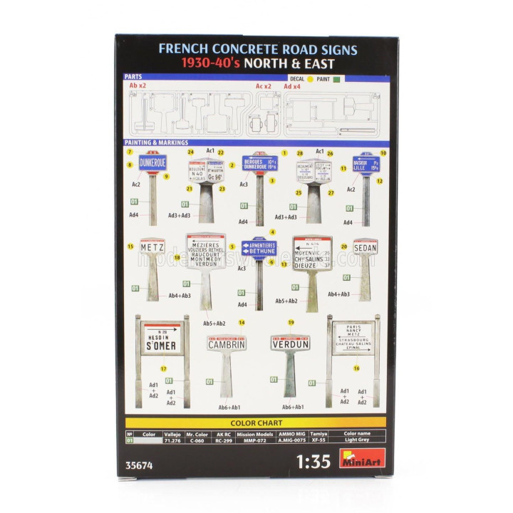 MINIART ACCESSORIES SEGNALI STRADALI - FRENCH CONCRETE ROAD SIGNS 1930-40 1/35