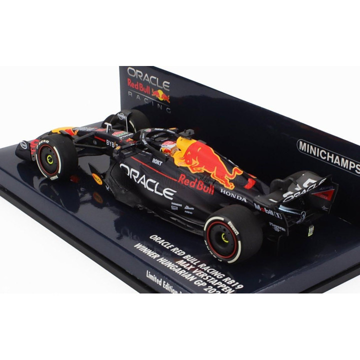 MINICHAMPS RED BULL F1  RB19 TEAM ORACLE RED BULL RACING N 1 WORLD CHAMPION WINNER HUNGARIAN GP 2023 MAX VERSTAPPEN - MATT BLUE 