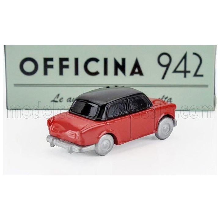 OFFICINA 942 FIAT 600 BERLINA CARROZZERIA MANTELLI 1957 - RED BLACK 1/76