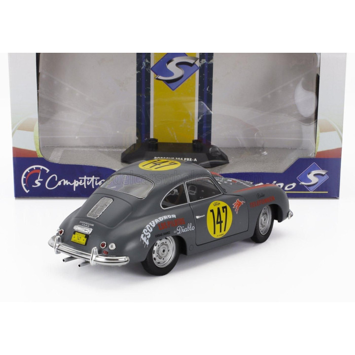 SOLIDO PORSCHE 356 PRE-A COUPE N 147 RACING PANAM 1954 - GREY RED 1/18