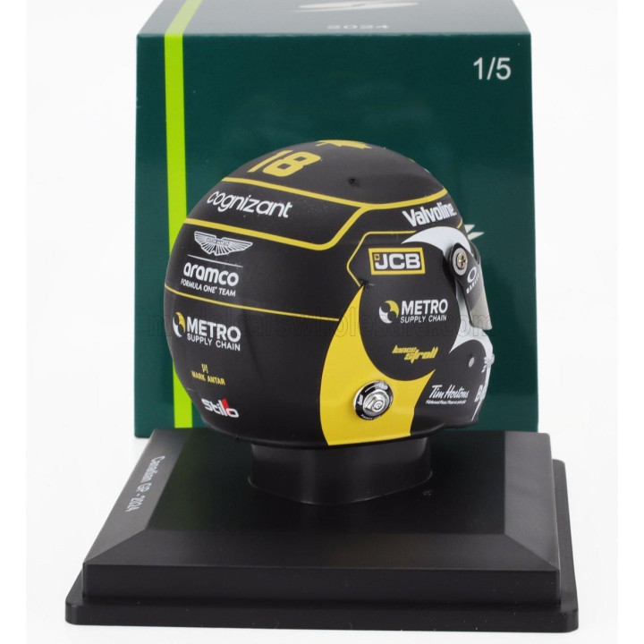 SPARK MODEL BELL HELMET CASCO HELMET F1 LANCE STROLL TEAM ARAMCO COGNIZANT ASTON MARTIN N 18 CANADA GP 2024 - BLACK 1/5