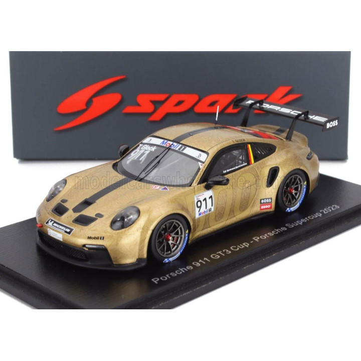 SPARK MODEL PORSCHE 911 992 GT3 CUP TEAM PORSCHE MOTORSPORT N 911 PORSCHE SUPERCUP SEASON 2023 TIMO GLOCK - GOLD BLACK 1/43