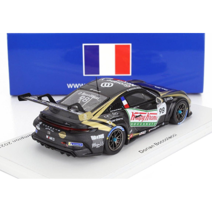 SPARK MODEL PORSCHE 911 992 GT3 CUP N 98 FRANCE CHAMPION PORSCHE CARRERA CUP 2023 DORIAN BOCCOLACCI - BLACK 1/43