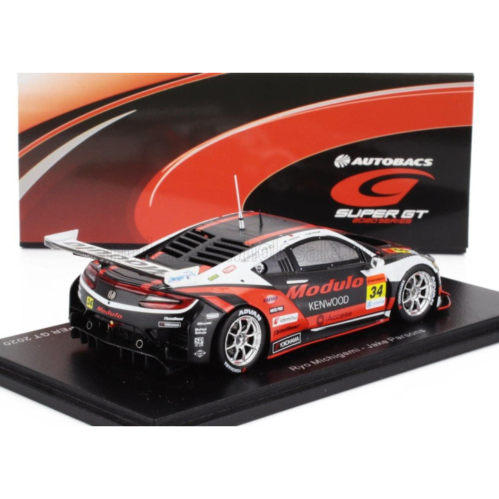 SPARK MODEL HONDA NSX GT3 TEAM MODULO DRAGO CORSE N 34 GT300 CLASS SUPER GT 2020 RYO MICHIGAMI - JAKE PARSON - RED BLACK WHITE 1