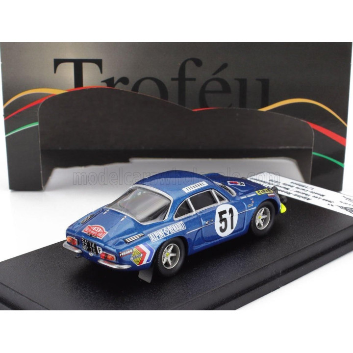 TROFEU RENAULT ALPINE A110 N 51 RALLY MONTECARLO 1970 JEAN LUC THERIER - MARCEL CALLEWAERT - BLUE 1/43