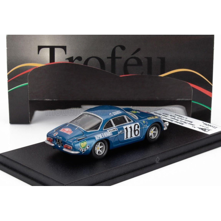 TROFEU RENAULT ALPINE A110 (night version) N 116 RALLY MONTECARLO 1971 JEAN PIERRE ROUGET - JEAN SARRUS - BLUE 1/43
