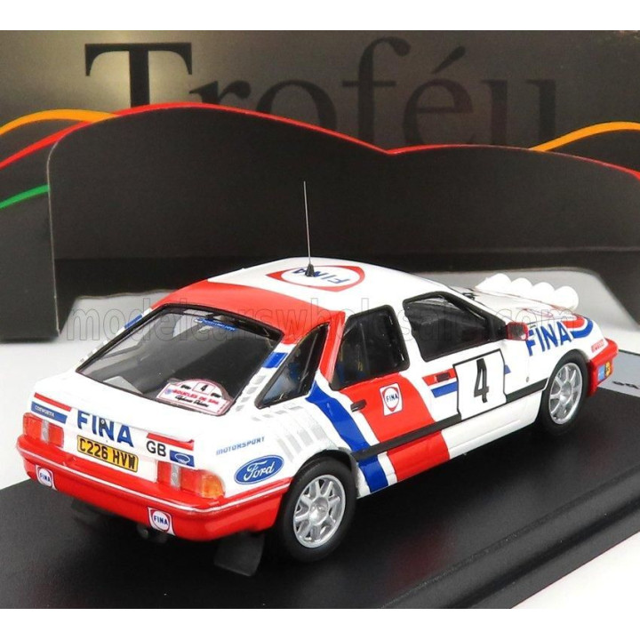 TROFEU FORD ENGLAND SIERRA XR 4x4 TEAM FINA (night version) N 4 BOUCLES DE SPA 1988 M.LOVELL - T.HERRYMAN - WHITE RED BLUE 1/43
