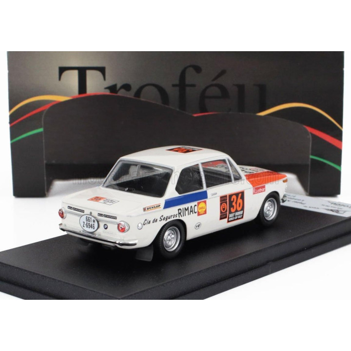 TROFEU BMW 2002 Ti N 36 RALLY LONDRA-MESSICO 1970 PETER KUBE - LOTHAR RANFT - WHITE BLUE RED 1/43