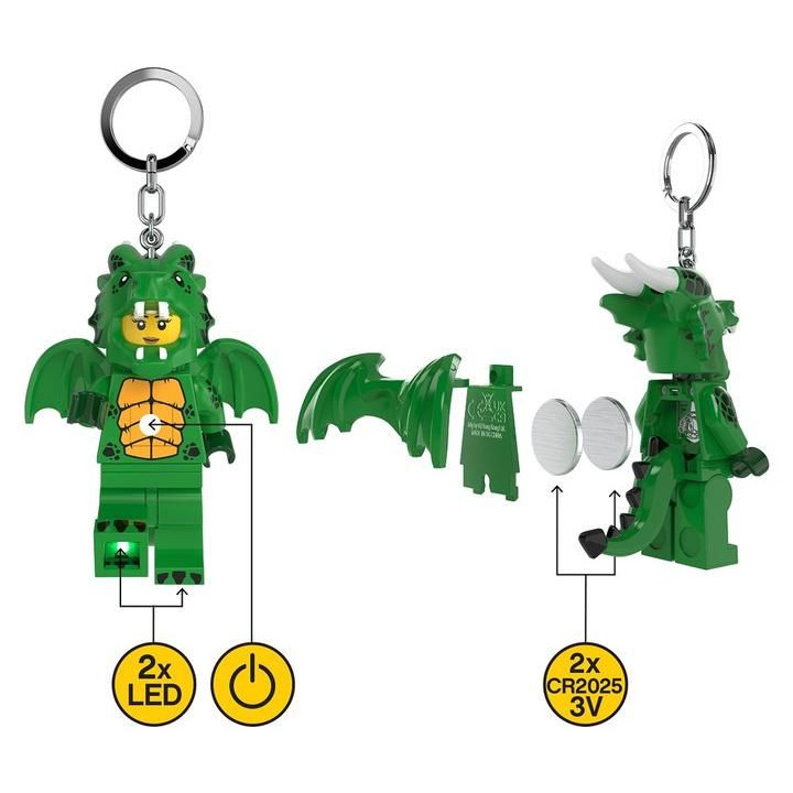 LEGO svítící klíčenka - Zelená dračice