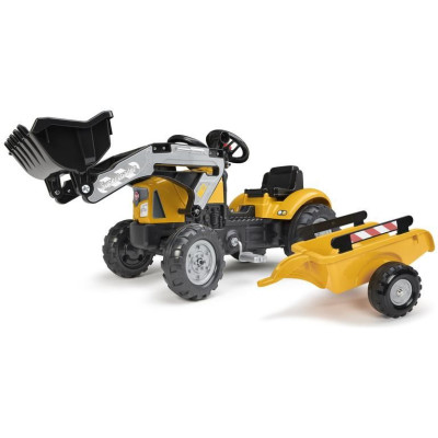 FALK - Šlapací traktor Super Builder s nakladačem a vlečkou