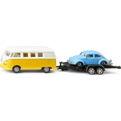 SIKU Super - Volkswagen T1 s tahačem a Beetlem 1:50