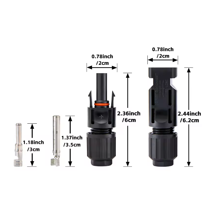 Solárny konektor – samica a samec pre káble 2.5mm² / 4mm² / 6mm²