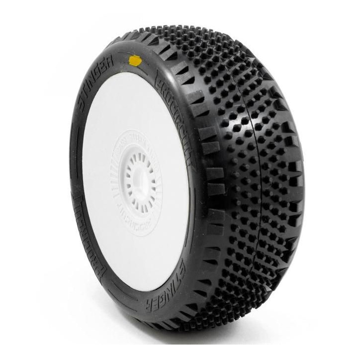 STINGER V4 BUGGY A2 (SOFT) nalepené pneumatiky, bílé disky, 2 ks.