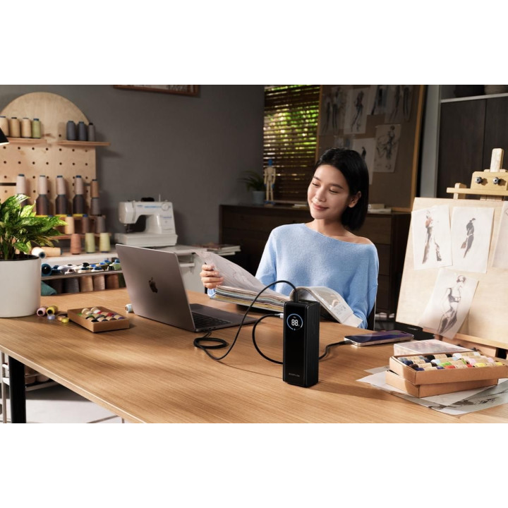 EcoFlow RAPID Power Banka (25000mAh,170W) 2x100W vestavěný USB-C kabel - černá