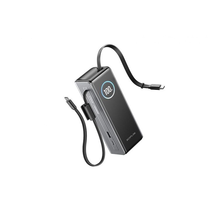 EcoFlow RAPID Power Banka (25000mAh,170W) 2x100W vestavěný USB-C kabel - stříbrná